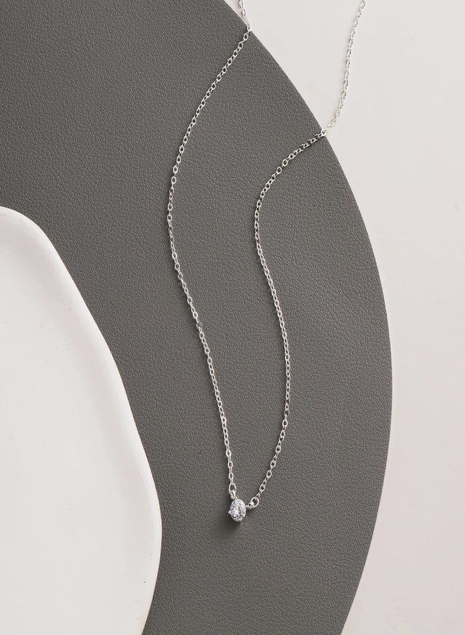 Tasiso Silver Necklaces for Women, Dainty Diamond Necklace 14k Silver Plated Prom Necklace Simple CZ Choker Necklaces for Women Trendy Everyday Jewelry Gifts - Image 5